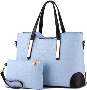 Dayfine Women's Mix Color Crocodile Pattern PU Leather OL Crossbody Shoulder Bag Handbag