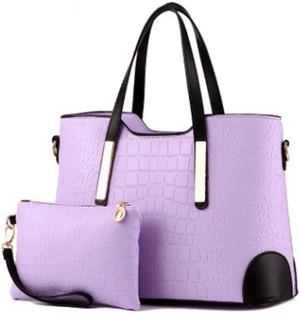 Dayfine Women's Mix Color Crocodile Pattern PU Leather OL Crossbody Shoulder Bag Handbag