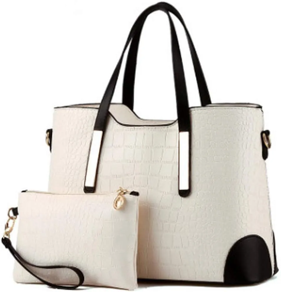 Dayfine Women's Mix Color Crocodile Pattern PU Leather OL Crossbody Shoulder Bag Handbag
