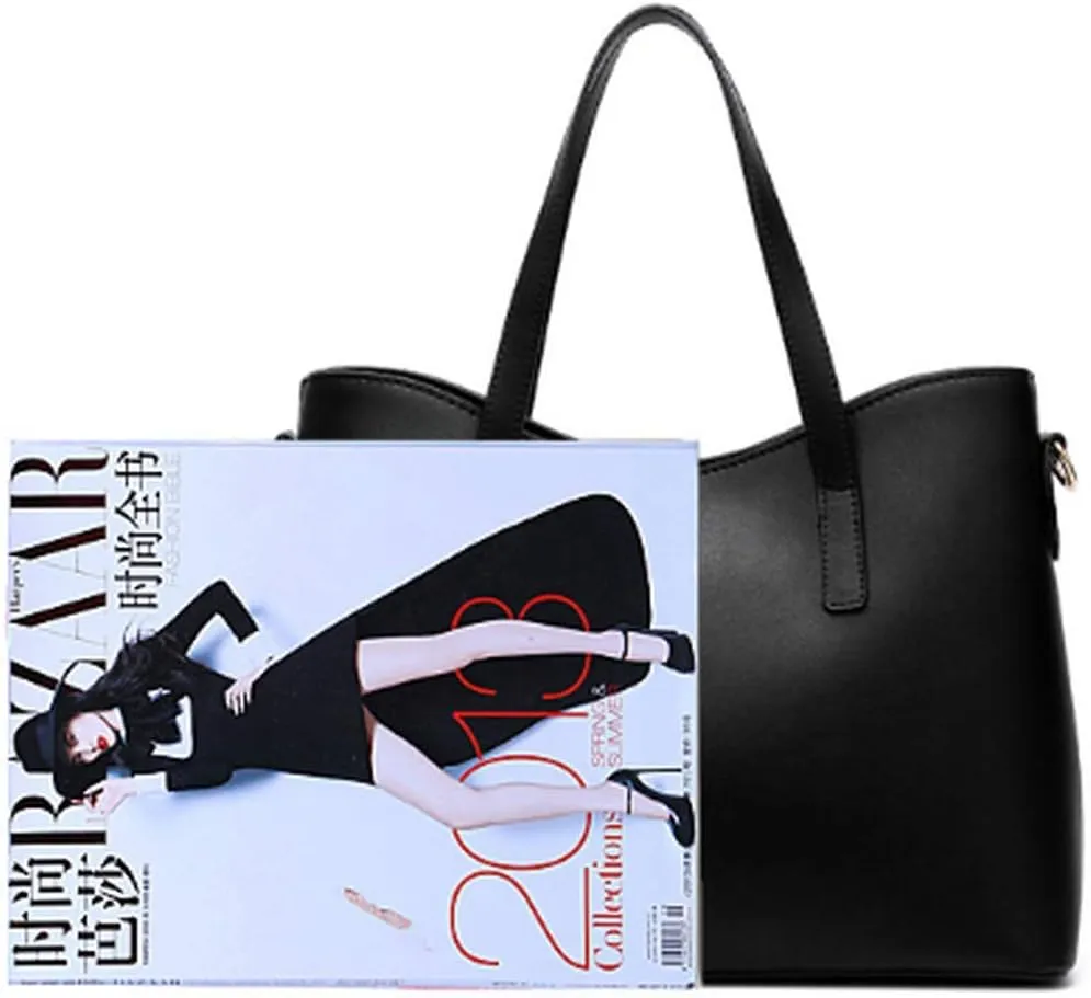 Dayfine Women's PU Leather Solid Handbag Lock Bag Large Capacity Shoulder Bag Diagonal Tote