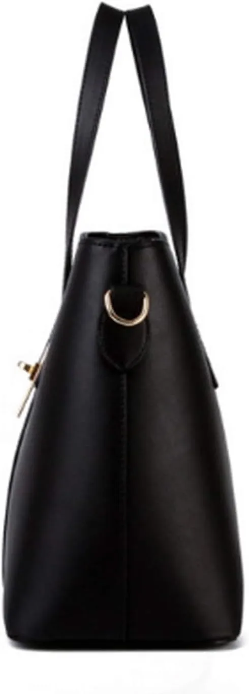 Dayfine Women's PU Leather Solid Handbag Lock Bag Large Capacity Shoulder Bag Diagonal Tote