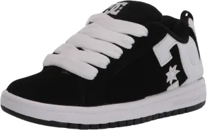 DC boys Court Graffik Skate Shoe, Black/White, 5 Big Kid US