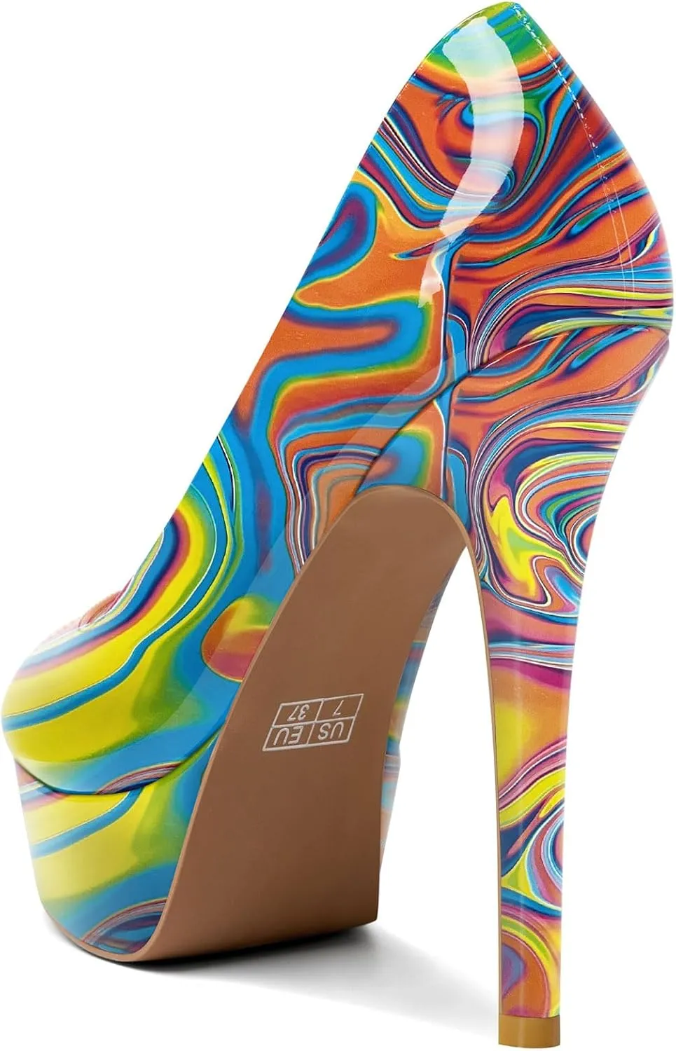 DearOnly Women's Sky High Heels Platform Pumps Slip On Sexy Peep Toe Stilettos 5" Heel Classic Dress Party Footwear Shoes