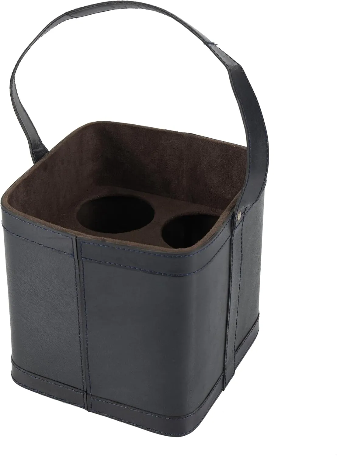 Deco 79 Modern Leather Wine Holder, CONVENIENTLY SIZED, Dark Blue