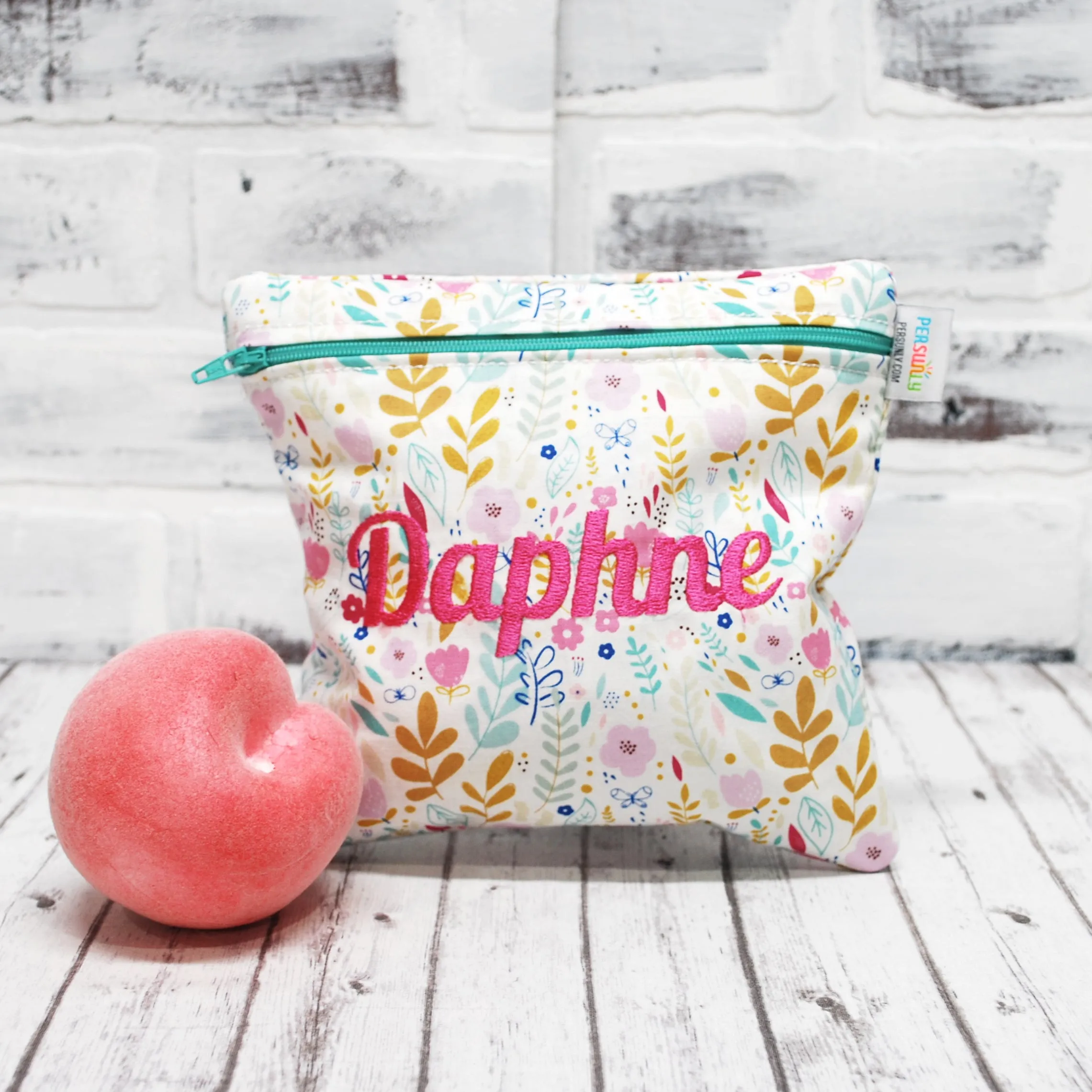 Delicate Floral Sprigs Personalized Reusable Food Bag