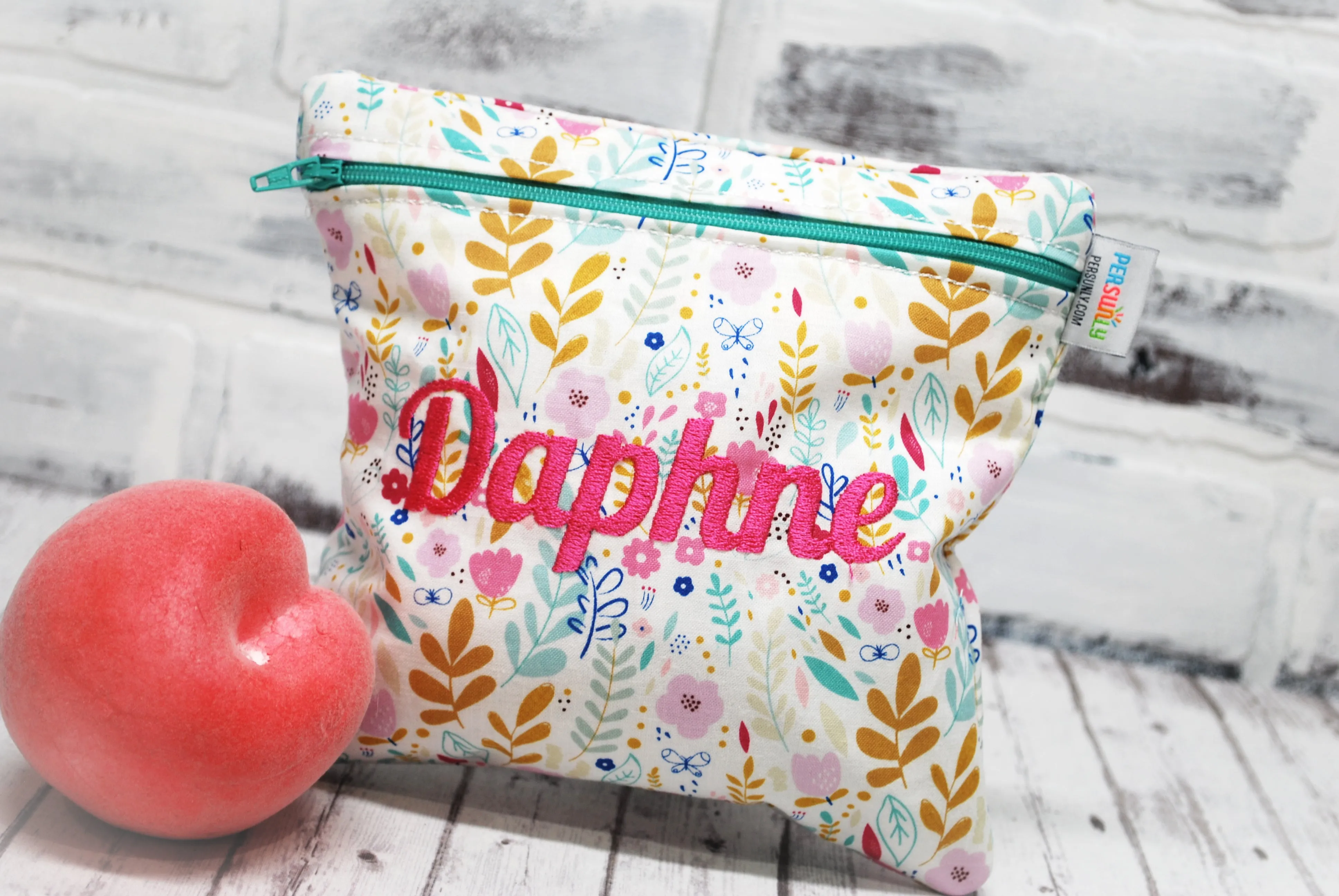 Delicate Floral Sprigs Personalized Reusable Food Bag