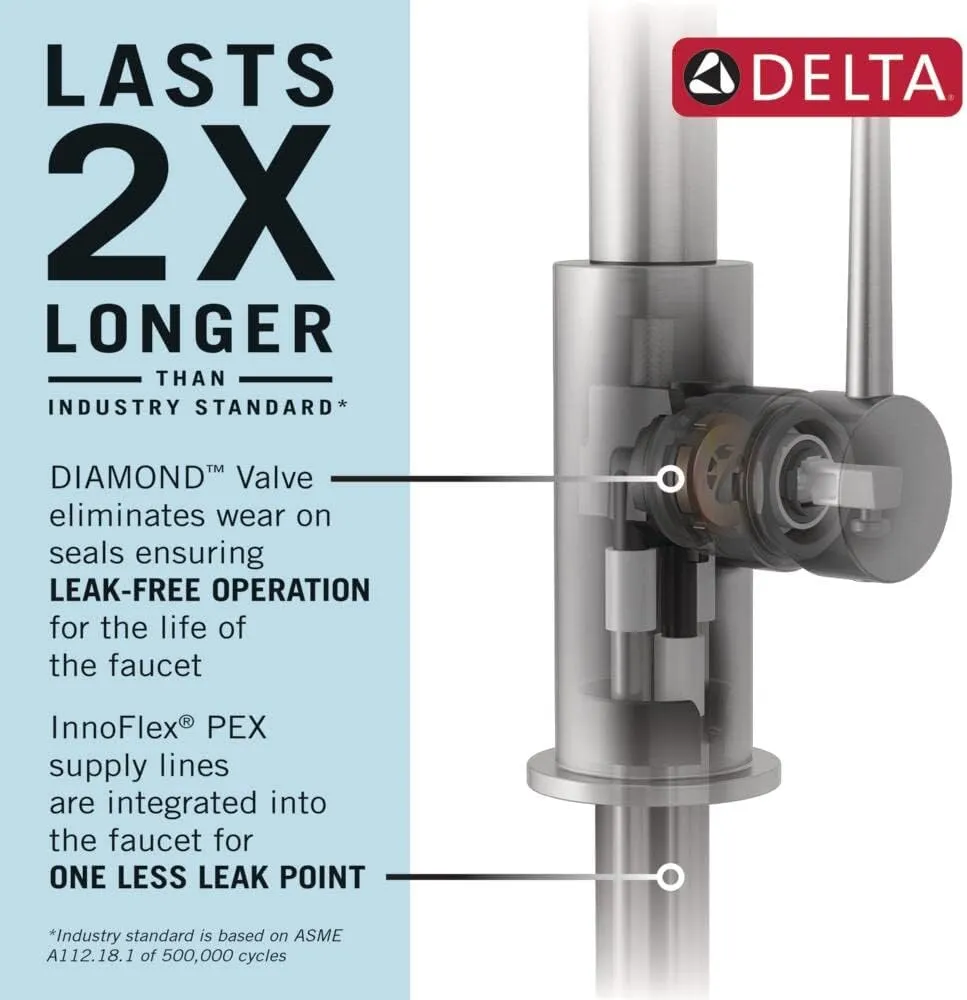 Delta Faucet Kate Pull Down Kitchen Faucet Brushed Nickel, Kitchen Faucets with Pull Down Sprayer, Kitchen Sink Faucet, Faucet for Kitchen Sink, Soap Dispenser, Stainless 16970-SSSD-DST