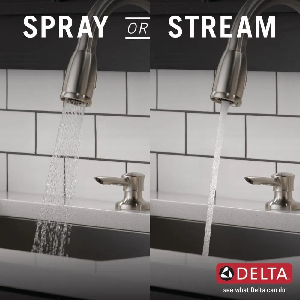 Delta Faucet Kate Pull Down Kitchen Faucet Brushed Nickel, Kitchen Faucets with Pull Down Sprayer, Kitchen Sink Faucet, Faucet for Kitchen Sink, Soap Dispenser, Stainless 16970-SSSD-DST