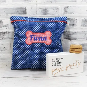 Denim Dots with Bone Personalized Reusable Food Bag