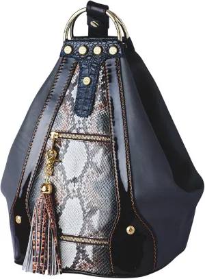 Designer Backpack Bucket Purse Sling Smoky Quartz Python Leather Tote Bag Italian Handbag