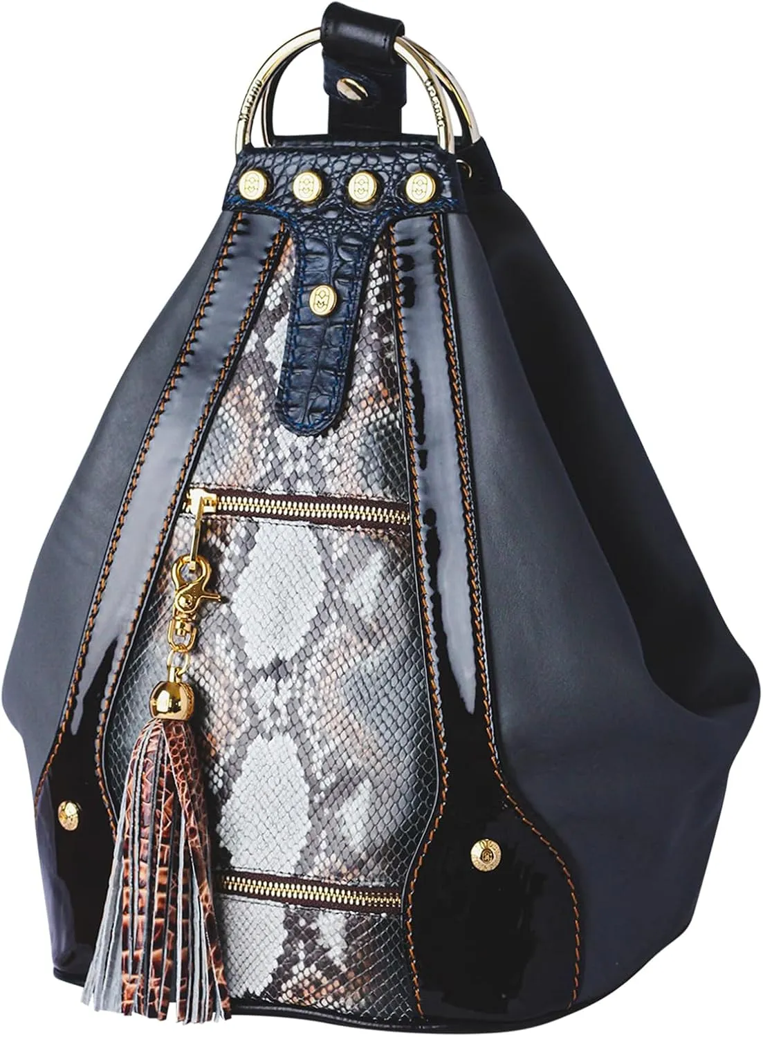 Designer Backpack Bucket Purse Sling Smoky Quartz Python Leather Tote Bag Italian Handbag