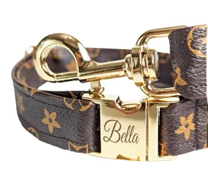 Designer Dog Puppy Collar and Leash - Personalized name buckle - Handcrafted (X-Small - 7.8” - 11” Inches, Collar and Name Buckle)