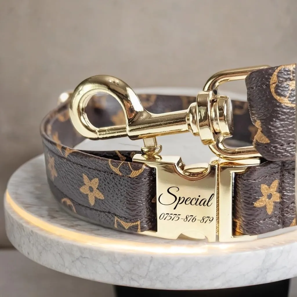 Designer Dog Puppy Collar and Leash - Personalized name buckle - Handcrafted (X-Small - 7.8” - 11” Inches, Collar and Name Buckle)