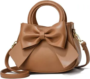 Designer Small Handbags for Women with Top Carry Handle and Cute Bow Knot,Leather Purses and Over-Shoulder Strap