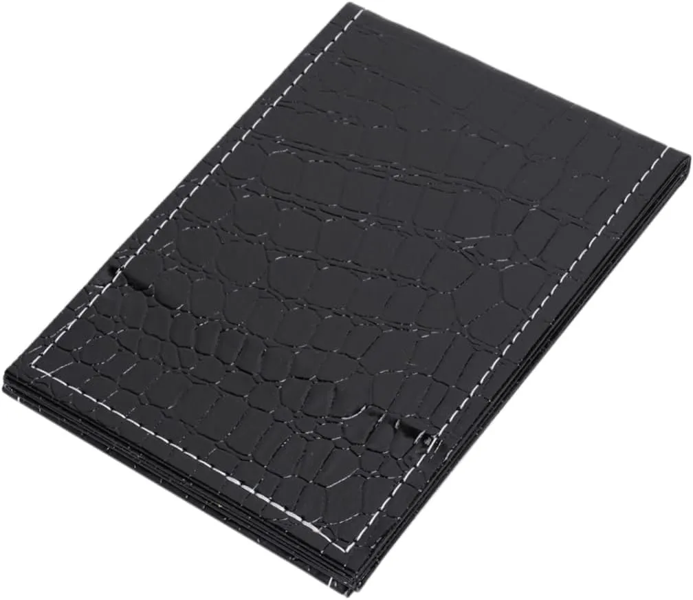 Desktop Makeup Mirror with Fill Light Portable Folding Toilet Glass PU Leather Design Black Vanity Mirror for Daily Use and Travel