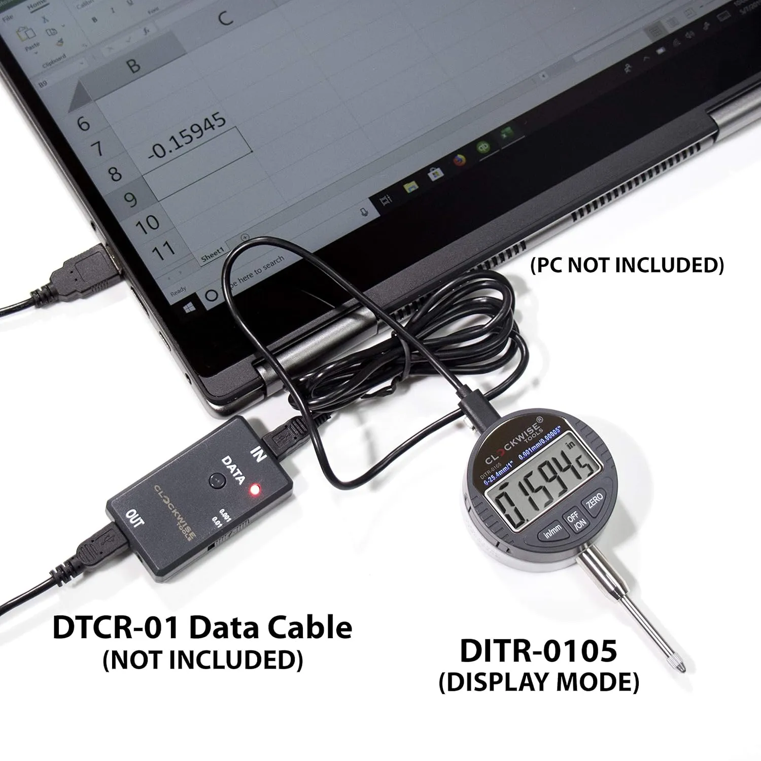 Digital Indicator with Magnetic Base Holder Stand, DIBR-0105 0-1 Inch/25.4mm, Inch/Metric Conversion, Auto Off