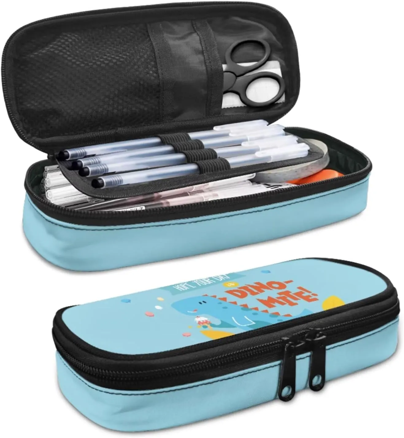 Dinosaur Little Girls Backpack Age 4-6 with Lunch Box Pencil Case and Bookmark Lightweight Bookbags with Side Pockets for Elementary School or Secondary School Students Gifts