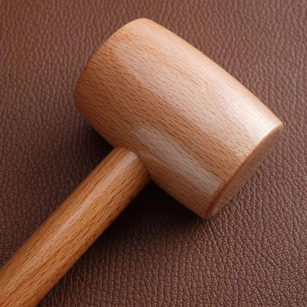 Diydeg Beech Wood Mallet, High Hardness, Damage-free Striking, Ideal for Woodworking, Leather Craft, Printing Leather Crafts, 11.6x2.8x2.0 inches