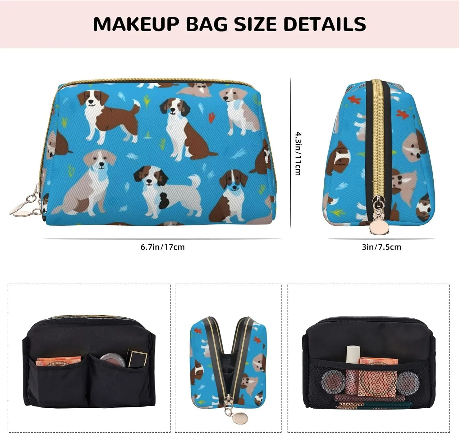 Dog Show Toiletry Pouch, Travel-Friendly Makeup Organizer For Makeup Brushes, Lipsticks