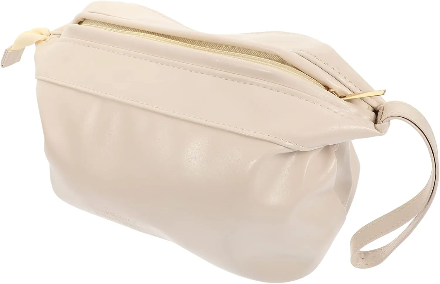 DOITOOL Portable Makeup Bag Travel Cosmetic Bag for Women Leather Toiletry Organizer Bag, White, 33x14.5cm