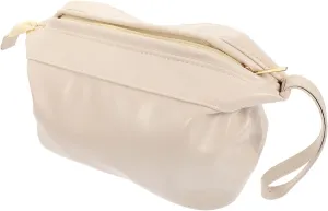 DOITOOL Portable Makeup Bag Travel Cosmetic Bag for Women Leather Toiletry Organizer Bag, White, 33x14.5cm