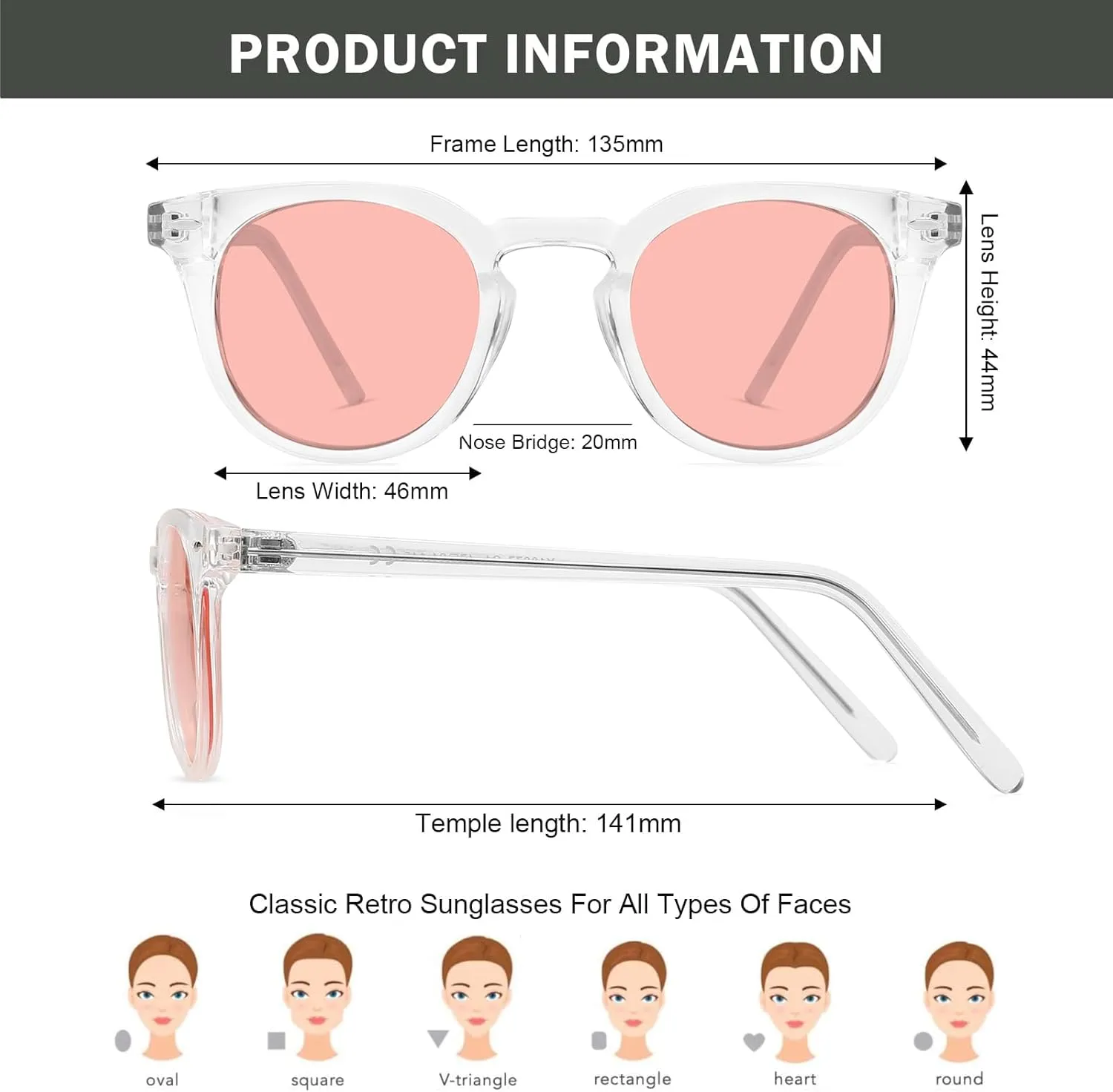 Dollger Polarized Round Sunglasses for Women Classic Retro Design Womens Trendy Style UV Protection Small Lens