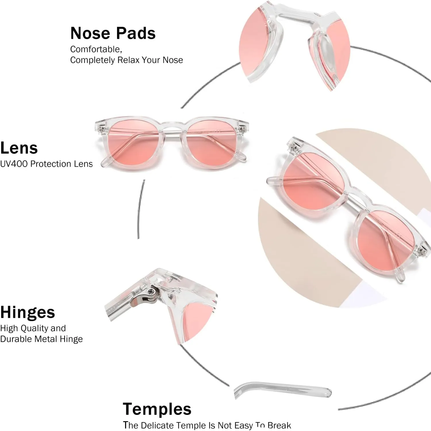 Dollger Polarized Round Sunglasses for Women Classic Retro Design Womens Trendy Style UV Protection Small Lens