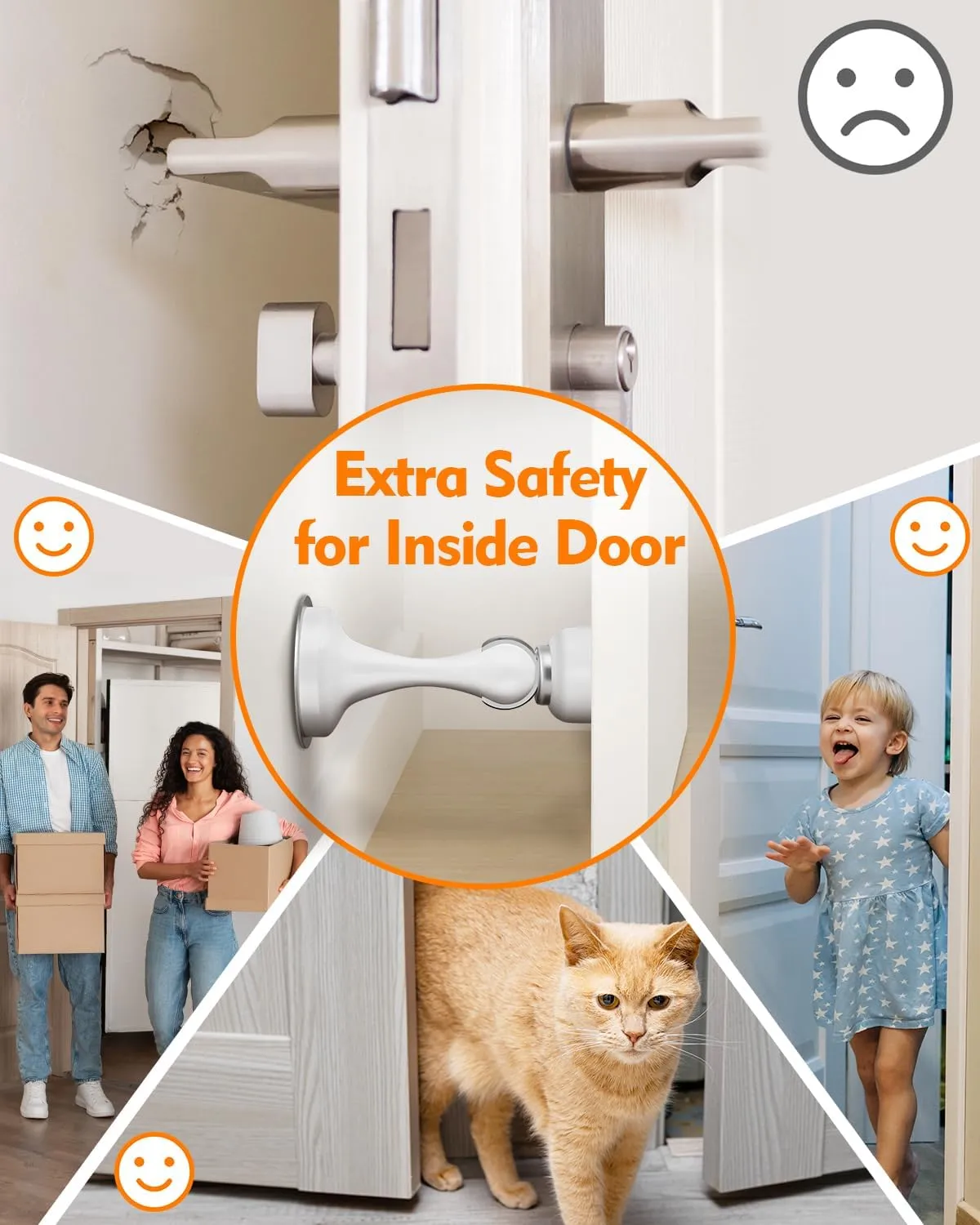 Door Stoppers, Magnetic Door Stop, Stainless Steel, 4 Pack Magnetic Door Catch, 3M Double-Sided Adhesive Tape, No Drilling, Screws for Stronger Mount, Hold Your Door Open, for Wide Doors