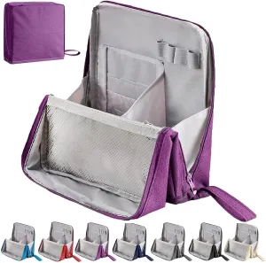 Doresty Makeup Bag, Multi-Purpose Large Capacity Standing Makeup Bag, Vertical Large Opening Waterproof Storage Bags with Compartments, Women Men Portable Toiletry Bag for Travel, Work (Purple)