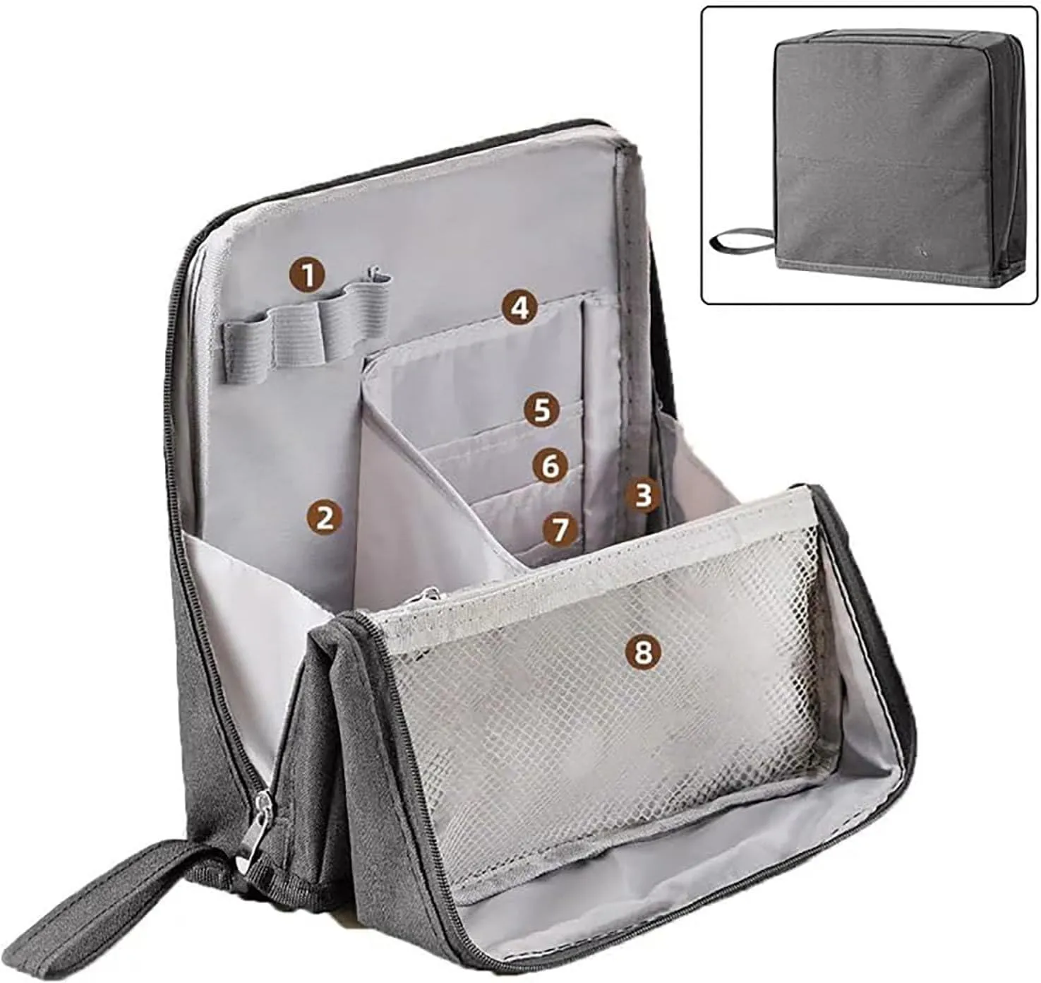 Doresty Makeup Bag, Standing Makeup Bag – Portable, Large Capacity, Waterproof Vertical Office Desktop Storage Bags, Multi-Purpose Large Capacity Oxford Cloth Toiletry Bag, with Compartments (Purple)