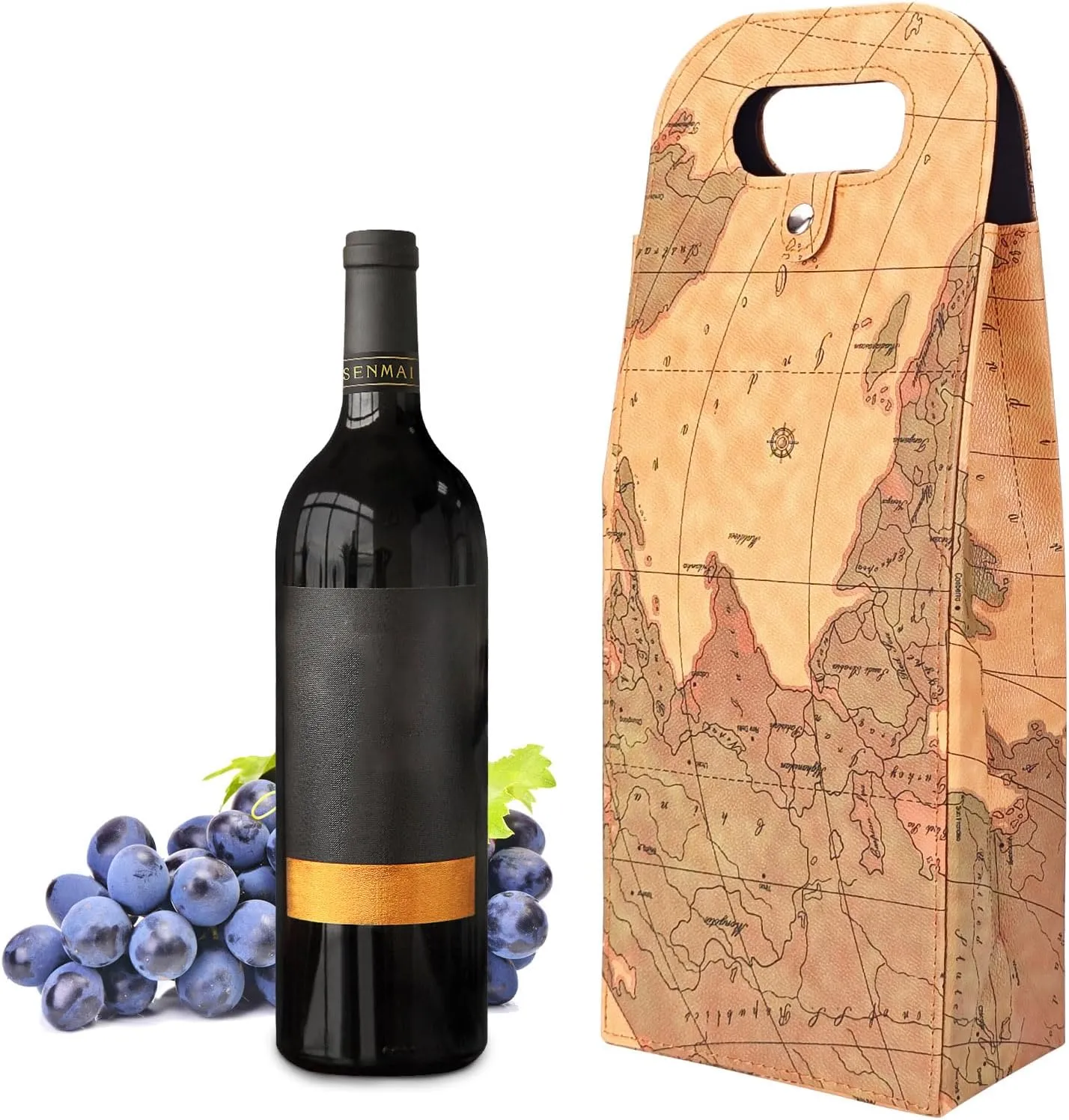 Double Bottle Wine Tote, Reusable Leather Wine Bag Tote, Double Bottle Wine Tote Bag, Crocodile Grain Wine Gift Bag for Picnic, Travel, Party, Birthday, Wedding, Restaurant (Double Yellow)