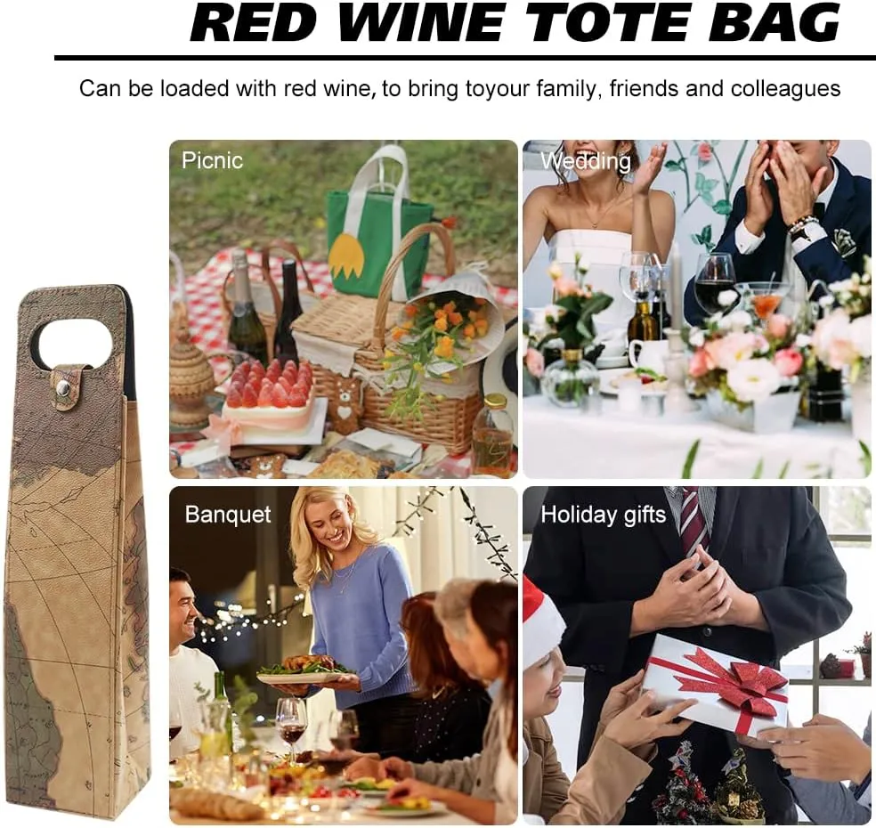 Double Bottle Wine Tote, Reusable Leather Wine Bag Tote, Double Bottle Wine Tote Bag, Crocodile Grain Wine Gift Bag for Picnic, Travel, Party, Birthday, Wedding, Restaurant (Double Yellow)