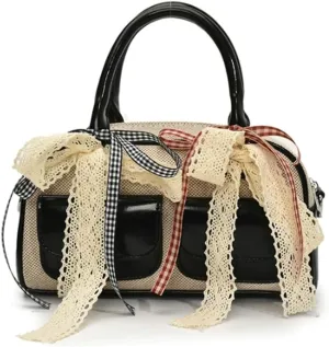 Double Pocket Solid Color Underarm Bags PU Leather Ribbon Shoulder Bag Travel Party Cross Body Bag for Women 2025