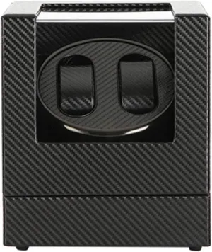 Double Watch Winder Box for Automatic Mechanical Watch Black Leather Exterior Silent Motor Include AC Adapter Accessories