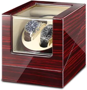 Double Watch Winder Box for Automatic Watches with Blue LED Light, AC Adapter and Battery Powered Piano Paint Exterior Watch Winder Watch Box Best Gift