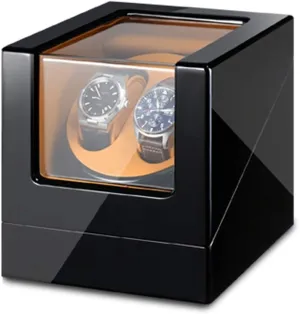 Double Watch Winder Box for Automatic Watches with Blue LED Light, AC Adapter and Battery Powered Piano Paint Exterior Watch Winder Watch Box Case Watch Storage Display Gift