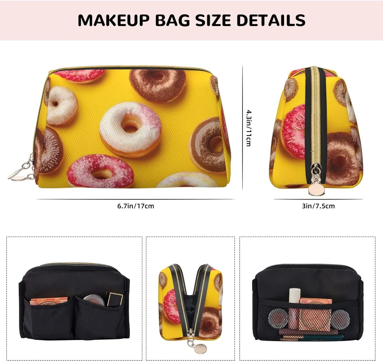 Doughnut Toiletry Pouch, Travel-Friendly Makeup Organizer For Makeup Brushes, Lipsticks