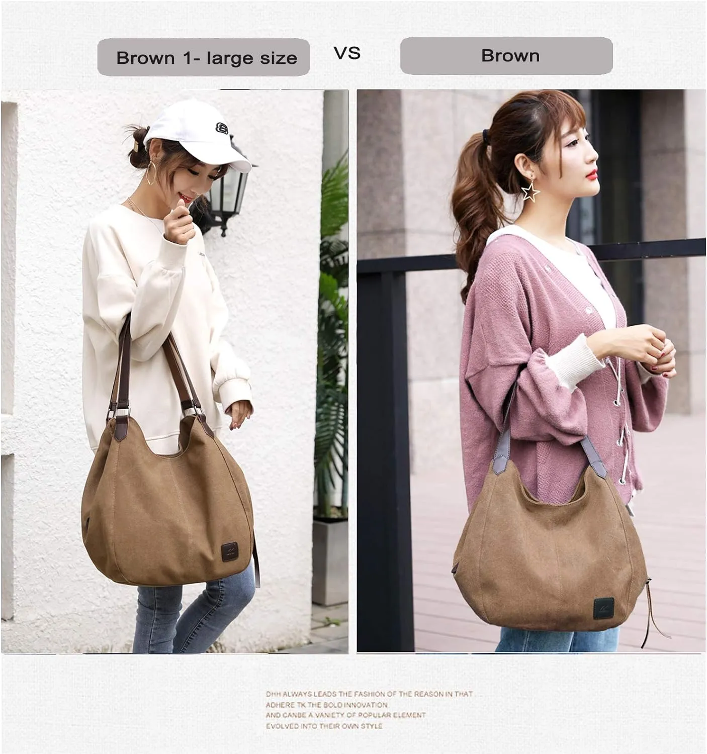 DOURR Women's Multi-pocket Shoulder Bag Fashion Cotton Canvas Handbag Tote Purse
