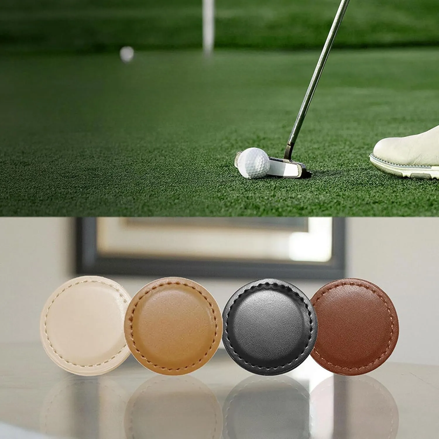 Drawelry Personalized Leather Golf Ball Markers - Custom Name Letters Golf Ball Marker Tool Magnetic Golf Accessories Father's Day Birthday Gifts for Men Golfers Dad Husband Boyfriend