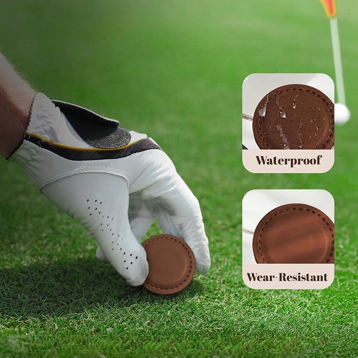 Drawelry Personalized Leather Golf Ball Markers - Custom Name Letters Golf Ball Marker Tool Magnetic Golf Accessories Father's Day Birthday Gifts for Men Golfers Dad Husband Boyfriend