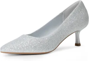 DREAM PAIRS Women's Pumps Closed Toe Pointed Toe Kitten Heels for Women Party Dance Wedding Dress Shoes for Women