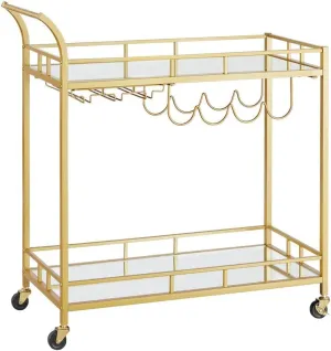 Drinks Trolley Cart With Wine Holders - Gold