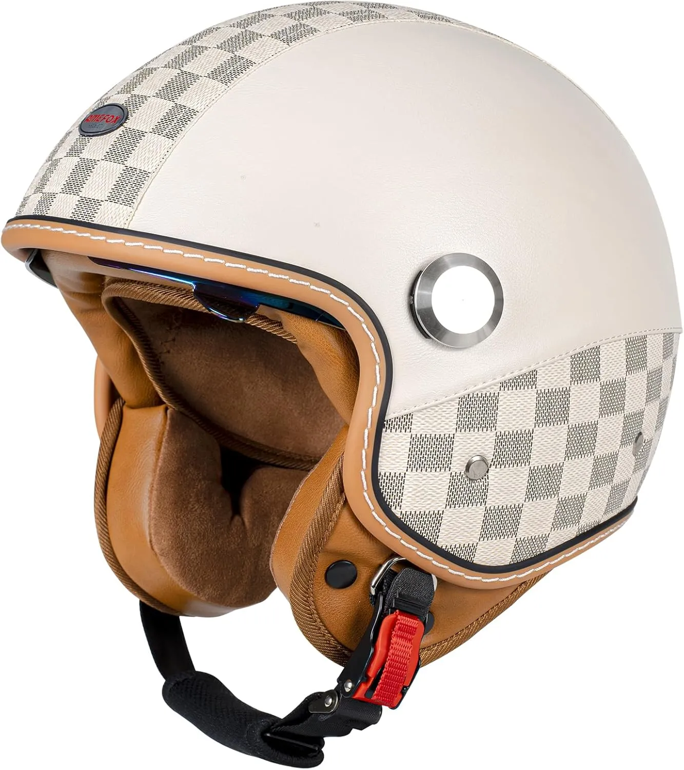 Dual Visor 3/4 Open Face Motorcycle Helmet for Men & Women, DOT Approved Unisex Retro Half Helmet，Motorbike Casco for Moped Cruiser Bobber and Chopper