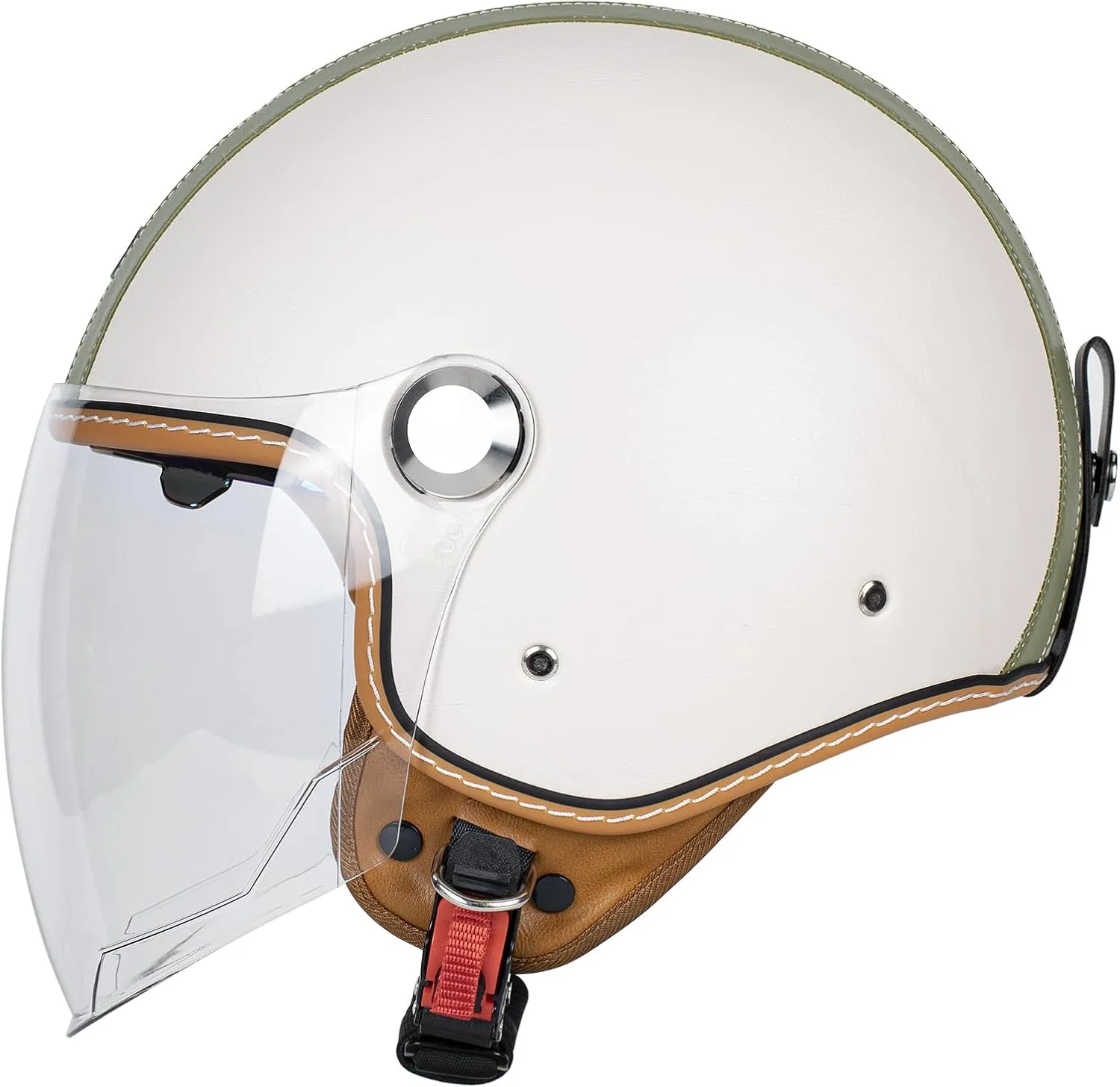 Dual Visor 3/4 Open Face Motorcycle Helmet for Men & Women, DOT Approved Unisex Retro Half Helmet，Motorbike Casco for Moped Cruiser Bobber and Chopper