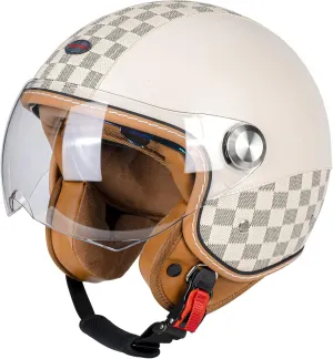 Dual Visor 3/4 Open Face Motorcycle Helmet for Men & Women, DOT Approved Unisex Retro Half Helmet，Motorbike Casco for Moped Cruiser Bobber and Chopper