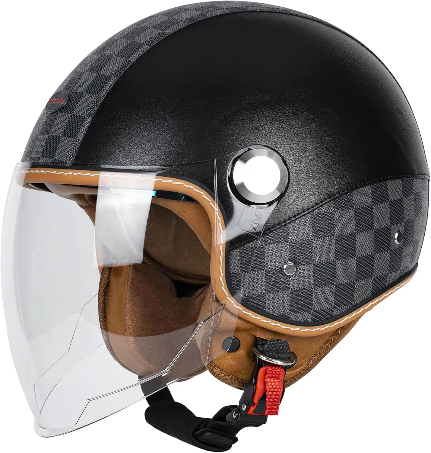 Dual Visor 3/4 Open Face Motorcycle Helmet for Men & Women, DOT Approved Unisex Retro Half Helmet，Motorbike Casco for Moped Cruiser Bobber and Chopper