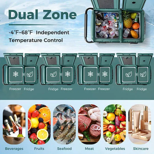 Dual Zone 12V 42QT Car Refrigerator for Vehicles Camping Travel Truck RV Boat Ou