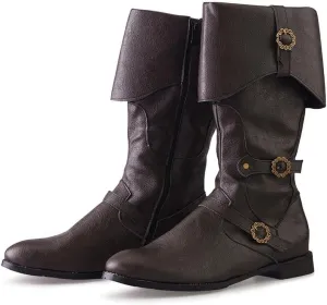 DUNHAO COS Men's Faux Leather Medieval Boots Viking Pirate Costume Boots Renaissance Faire Cosplay Shoes