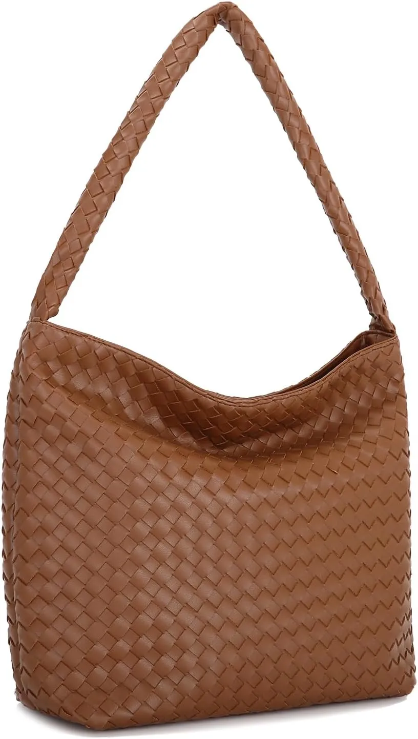 E Woven Shoulder Bag for Women Large Tote Hobo Bag Top Handle Handbag