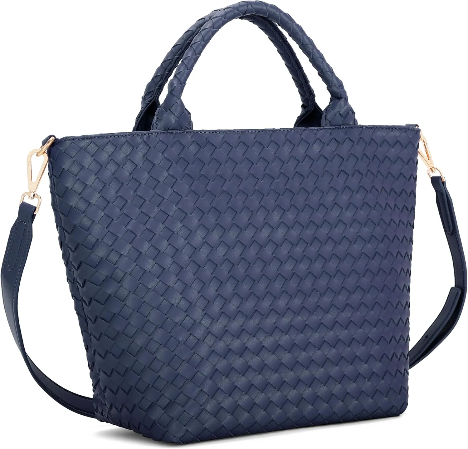 E Woven Tote Bag for Women Stylish Top Handle Handbag with Adjustable Shoulder Strap